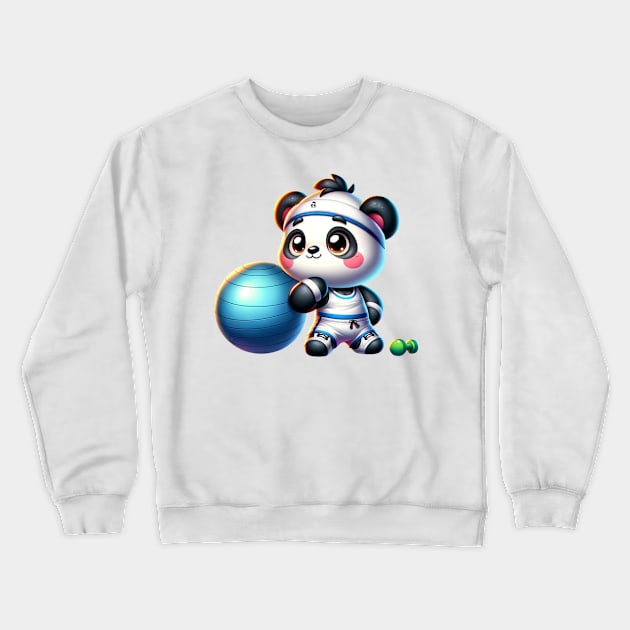 Fit Panda Trainer - Your Workout Buddy Crewneck Sweatshirt by vk09design